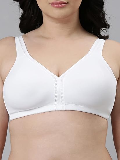 Enamor Plush Comfort Side Support & Lift Women's Everyday Full Support Plunge Bra – Non-Padded, Wirefree, High Coverage, All-Day Comfort F024